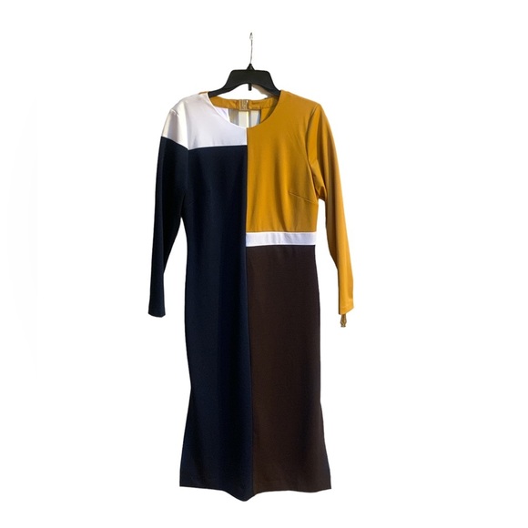 ANTHROPOLOGIE Hutch Color Block Midi Slit Dress Size L - Picture 15 of 15